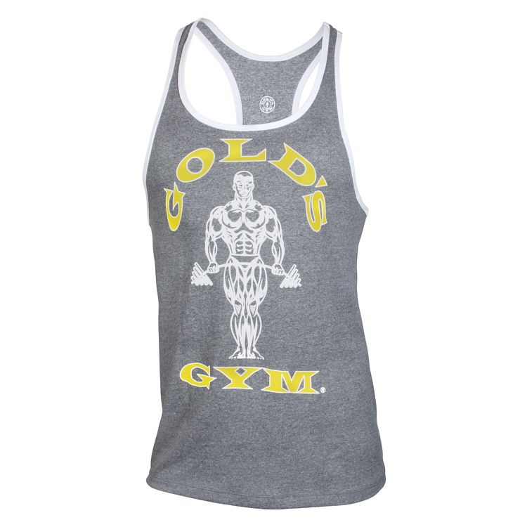 Golds Gym Muscle Joe Contrast Stringer Tank Marl White - S