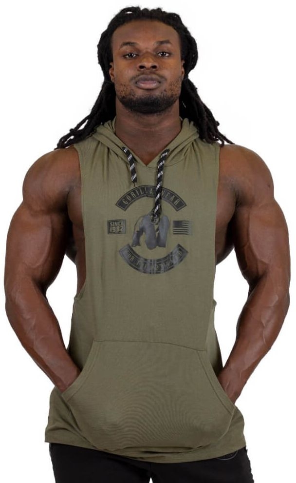 Gorilla Wear Lawrence Hooded Tank Top Army Green - XXL