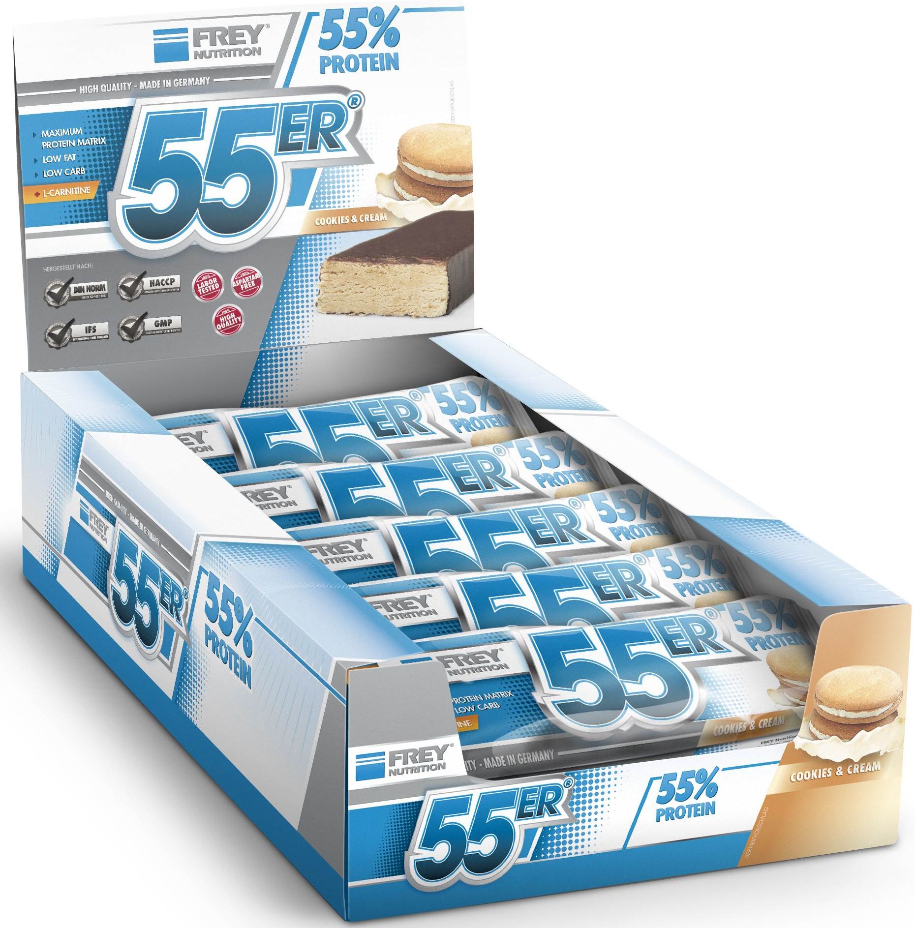 FREY NUTRITION 55er-Proteinriegel 20 x 50g Riegel - Cookies
