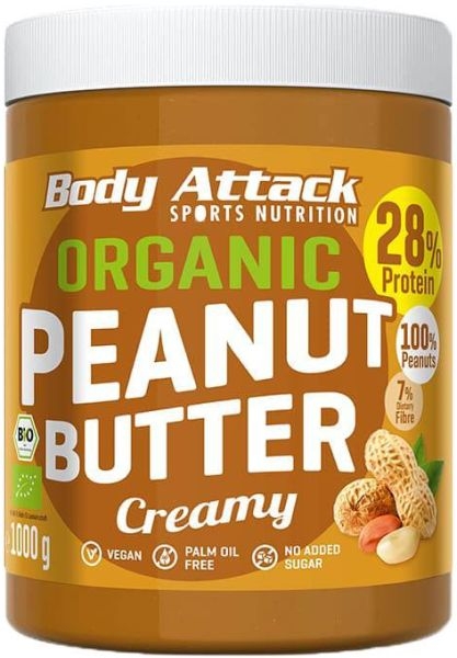 Body Attack Organic Peanut Butter 1000g - Creamy 