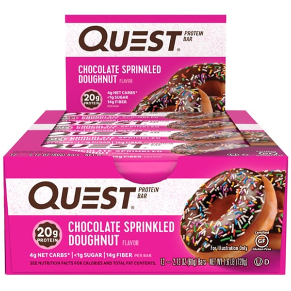Quest Nutrition Quest Bar 12 x 60g Riegel - Chocolate Sprinkled Doughnut